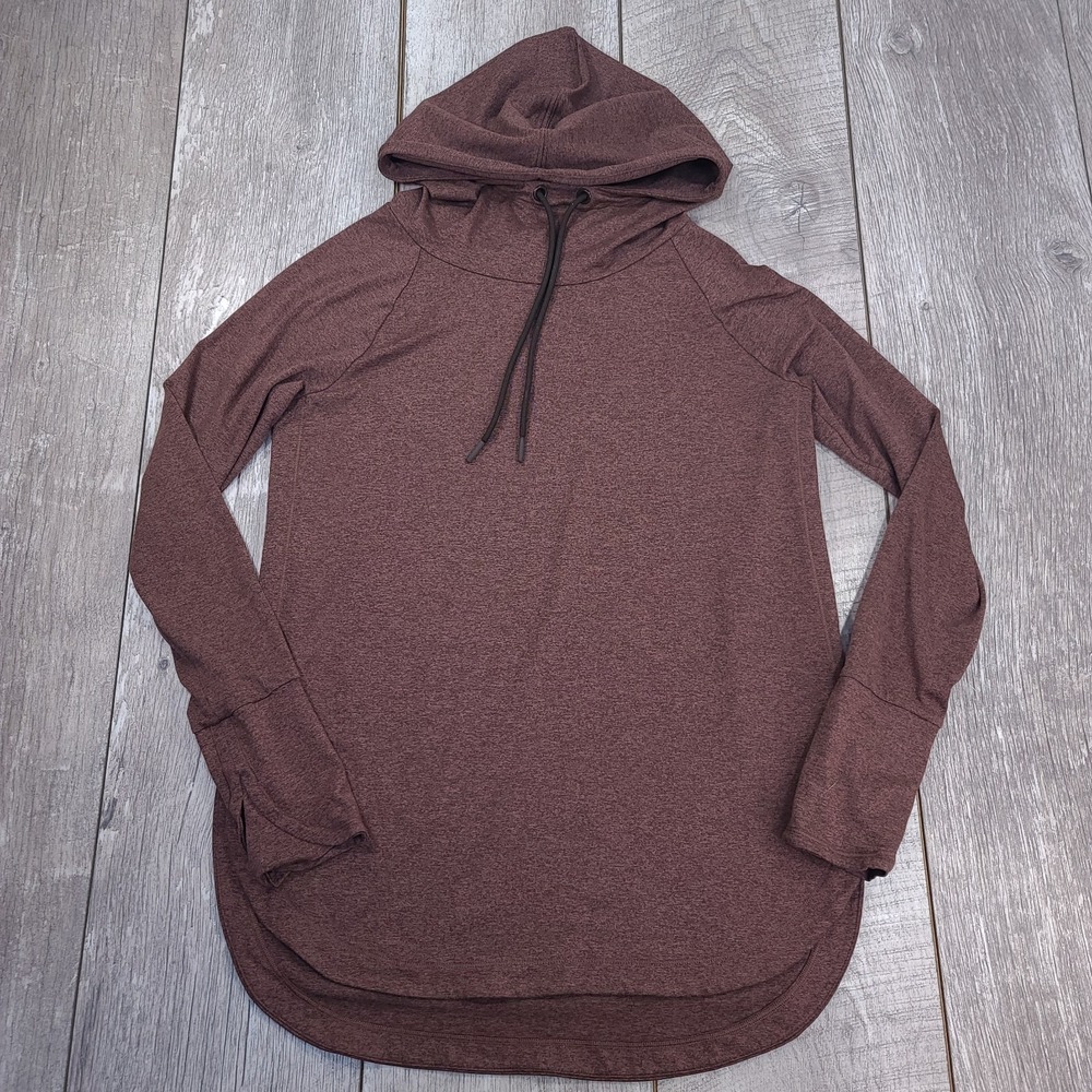 Athleta Womens Uptempo Hoodie Sweatshirt Small Brown Performance Pockets